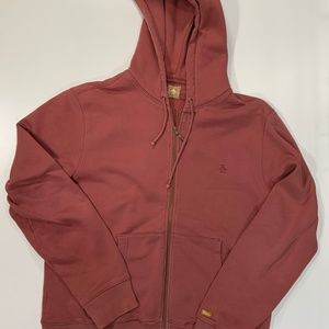 Men's Original Penguin Full Zip Hoodie in Apple Butter Red Size Large